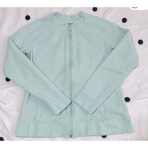 T by Talbots Women's UPF 50+ Full Zip Up Track Jacket Medium Mint Green Pockets
